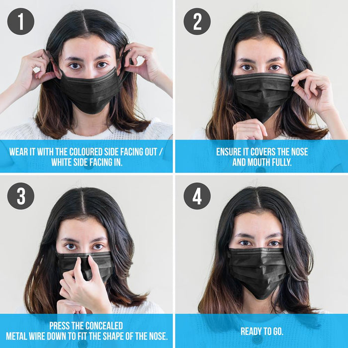 50 Pcs Disposable Face Masks 3-Layer Breathable Non-Woven Fabric