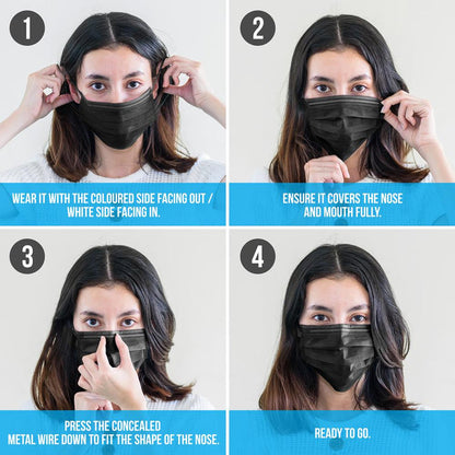 50 Pcs Disposable Face Masks 3-Layer Breathable Non-Woven Fabric