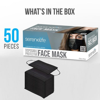 50 Pcs Disposable Face Masks 3-Layer Breathable Non-Woven Fabric