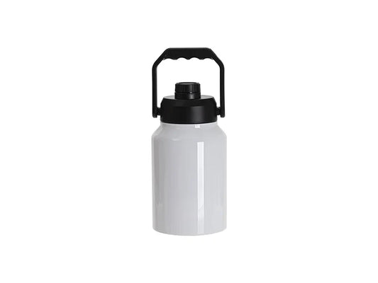 64oz/2000ml Sublimation Stainless Steel Tumbler w/ Black Portable Lid(White)