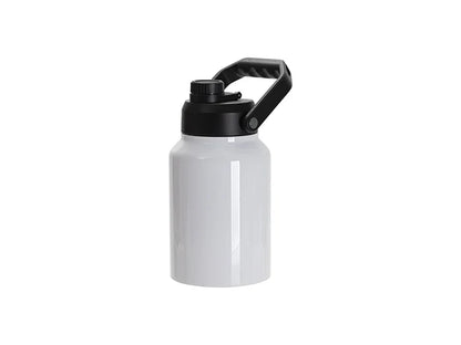 64oz/2000ml Sublimation Stainless Steel Tumbler w/ Black Portable Lid(White)