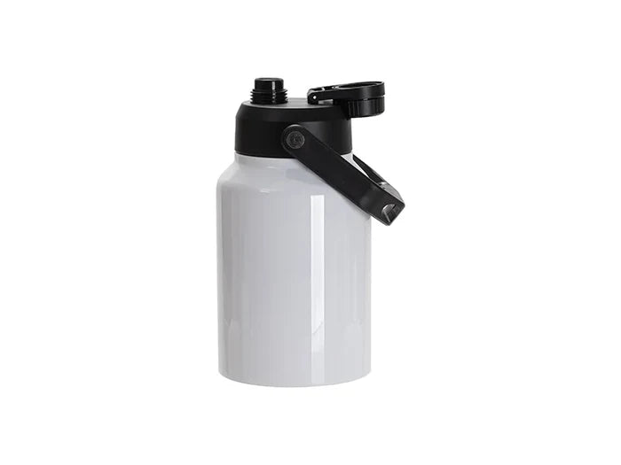 64oz/2000ml Sublimation Stainless Steel Tumbler w/ Black Portable Lid(White)
