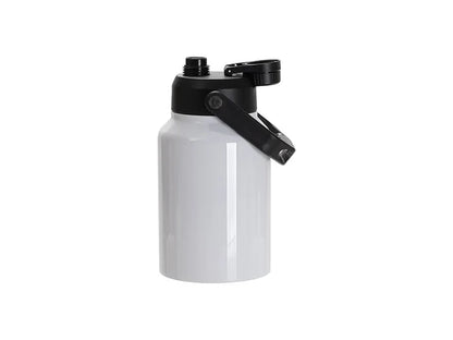 64oz/2000ml Sublimation Stainless Steel Tumbler w/ Black Portable Lid(White)