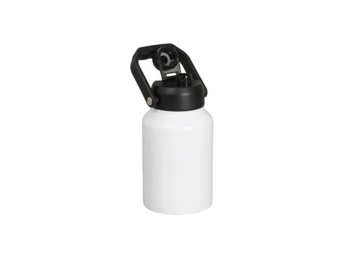 64oz/2000ml Sublimation Stainless Steel Tumbler w/ Black Portable Lid(White)