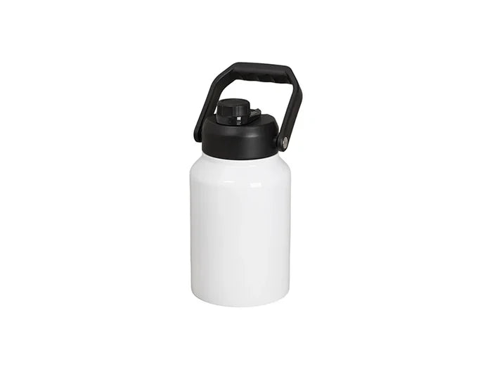 64oz/2000ml Sublimation Stainless Steel Tumbler w/ Black Portable Lid(White)