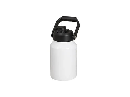 64oz/2000ml Sublimation Stainless Steel Tumbler w/ Black Portable Lid(White)