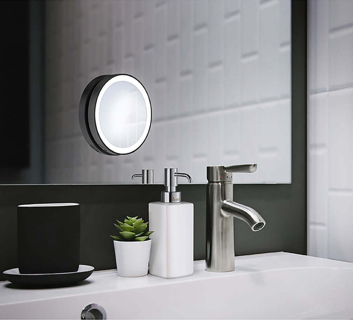 7x Triple LED Suction Cup Mirror Matte White or Matte Black - SMEDBO