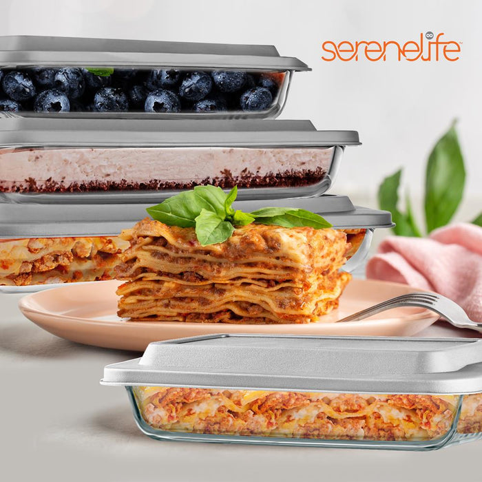 8-Piece Glass Baking Dish Set - Oven Safe, Borosilicate, White