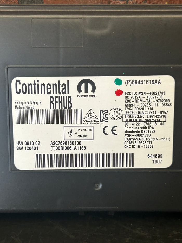 20 - 22 CHARGER CHALLENGER 300 KEYLESS ENTRY HUB RECEIVER MODULE OEM 68441616AA