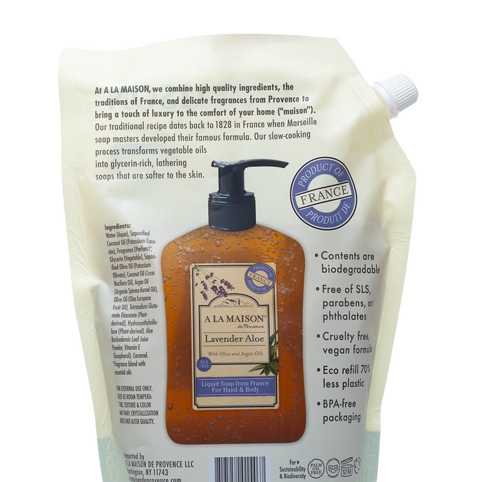 A La Maison Lavender Aloe Liquid Soap Refill Pouch 1L