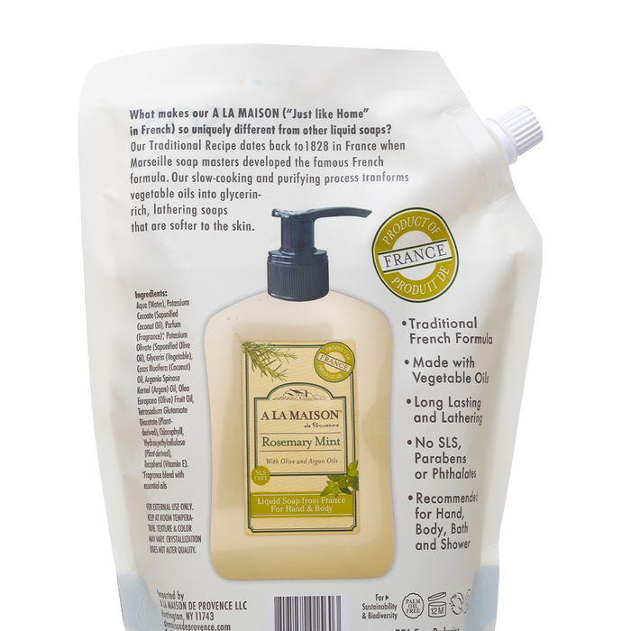 A La Maison Rosemary Mint Liquid Soap Refill Pouch 1L