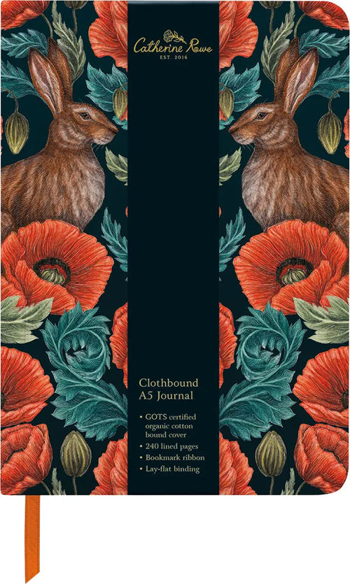A5 Red Poppy Cloth Notebook | Notes & Queries