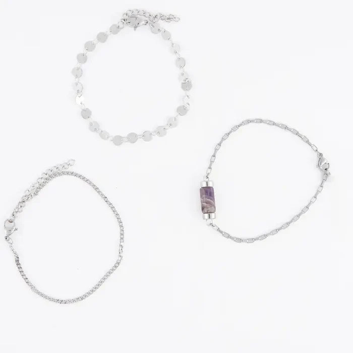 Amethyst Bracelets - 3 Piece Set