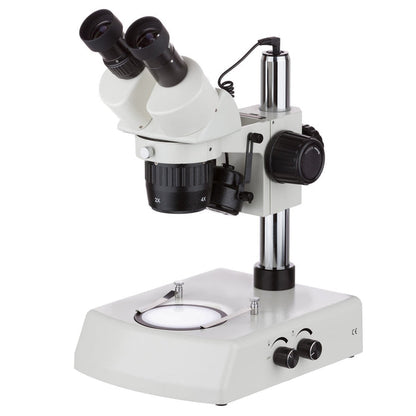 AmScope 10X-30X Multi-Power Pillar Stand Stereo Microscope with Top & Bottom LED Lights