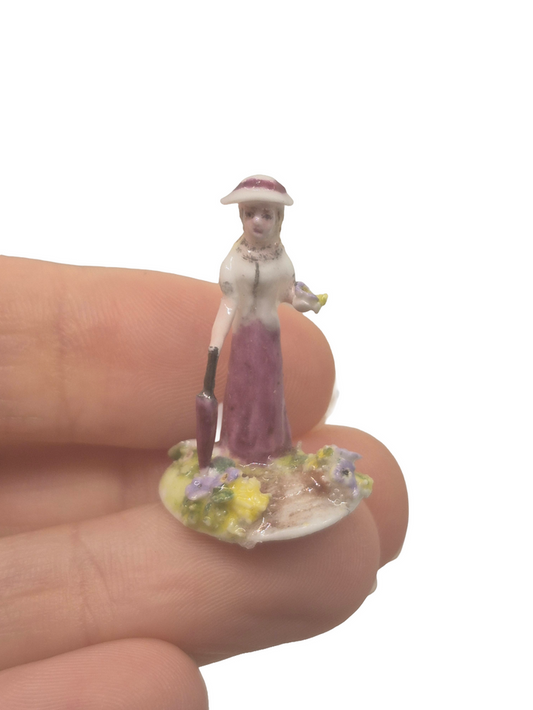 Anne Daulton – Porcelain Figurine Woman w/ Umbrella on Stroll
