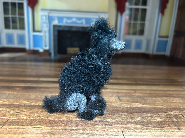 Artisan Made Black Poodle Dog Sitting Down
