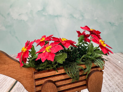 Artisan Wilhelmina Handmade Wooden Raindeer Poinsetta Planter