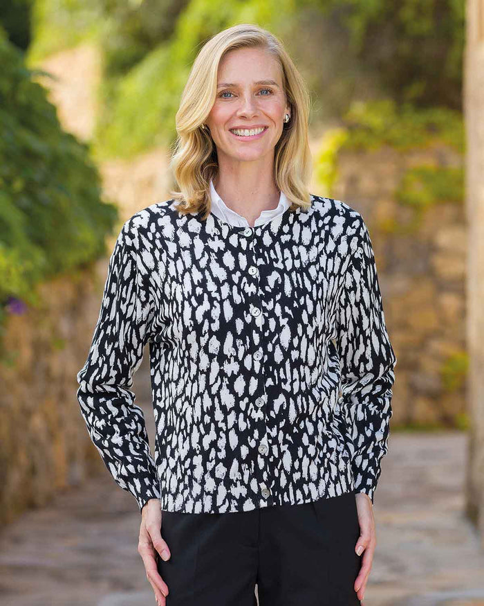 Astrid Animal Print Cotton Rich Short Cardigan - Image 3 - Country Collection