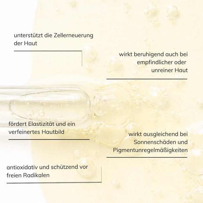 Schaubild zur Wirkweise und Textur der Santaverde bakuchiol drops