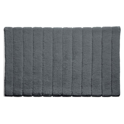 Bamboo Graphite Stripe Bath Mat - 100% bamboo bath mat featuring a dark grey carved stripe pattern.
