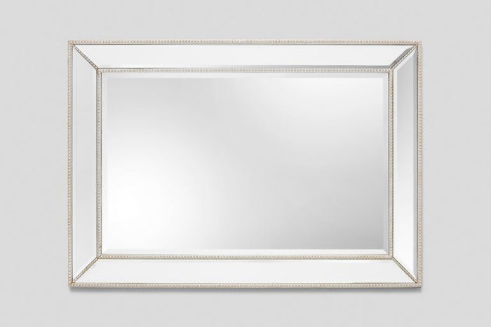 Beaded Angle Warm Sliver Framed Mirror