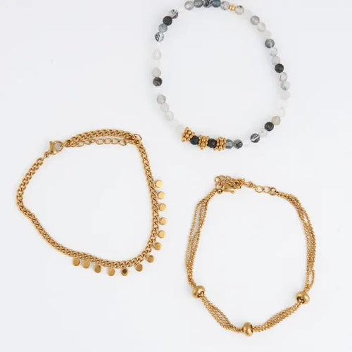 Beaded Bracelet Chain - 3 Piece Set