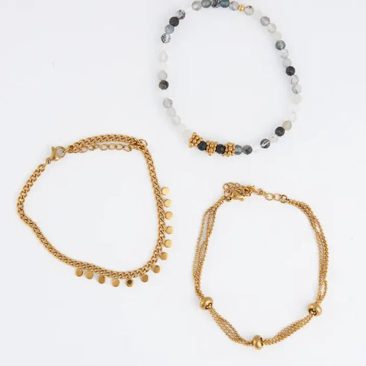 Beaded Bracelet Chain - 3 Piece Set