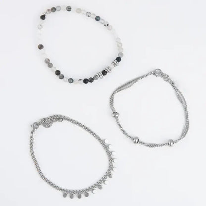 Beaded Bracelet Chain - 3 Piece Set