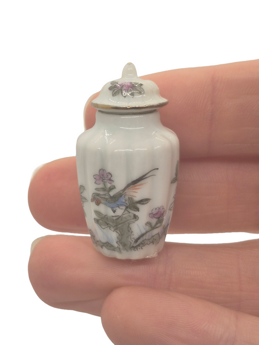 Bespaq Porcelain Urn or Vase with Flower Design and Lid