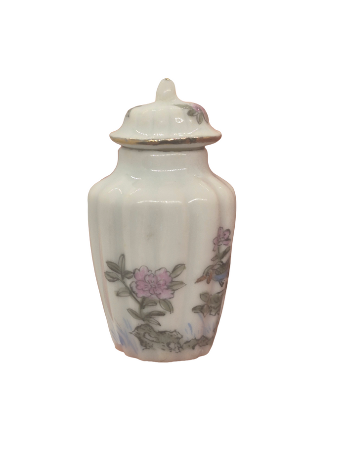 Bespaq Porcelain Urn or Vase with Flower Design and Lid