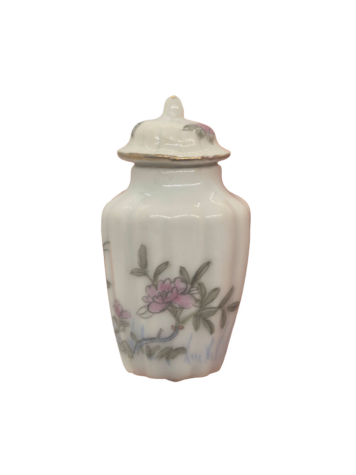 Bespaq Porcelain Urn or Vase with Flower Design and Lid