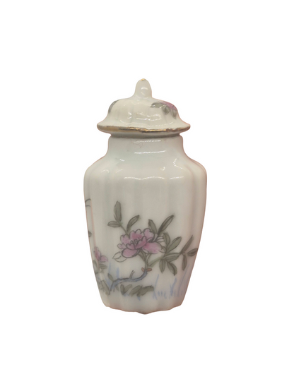 Bespaq Porcelain Urn or Vase with Flower Design and Lid