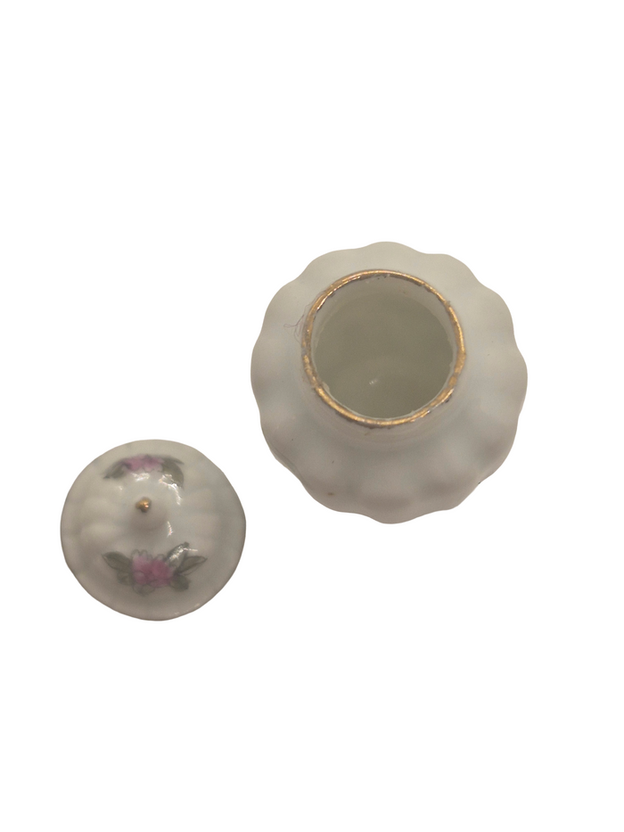 Bespaq Porcelain Urn or Vase with Flower Design and Lid