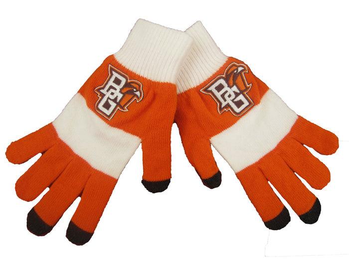 BGSU Striped Knit Texting Gloves