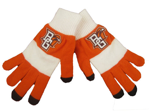 BGSU Striped Knit Texting Gloves
