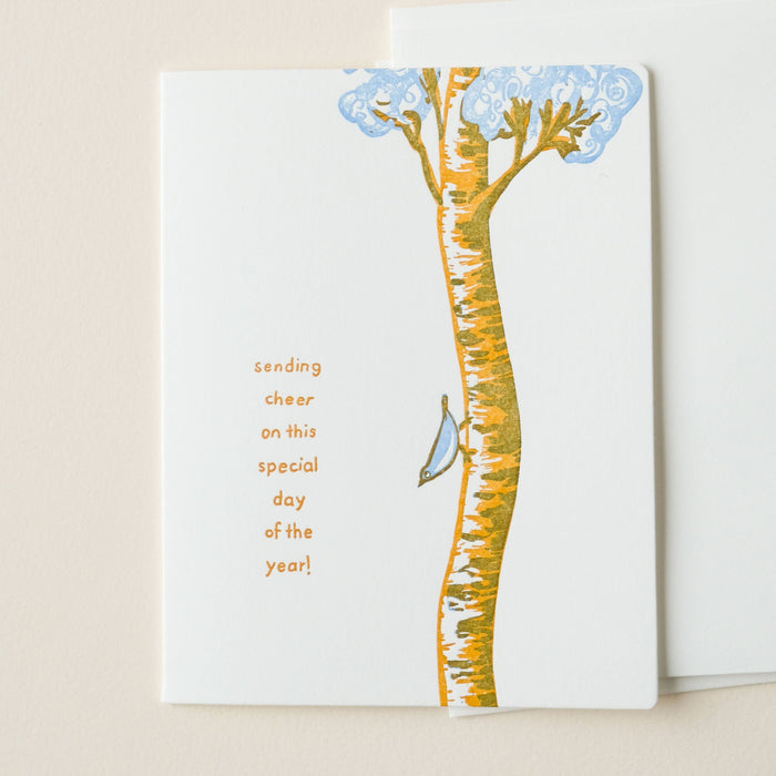 Bird sending cheer | Homework Letterpress Studio