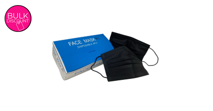 Black Disposable Flat Face Masks (50/pack)