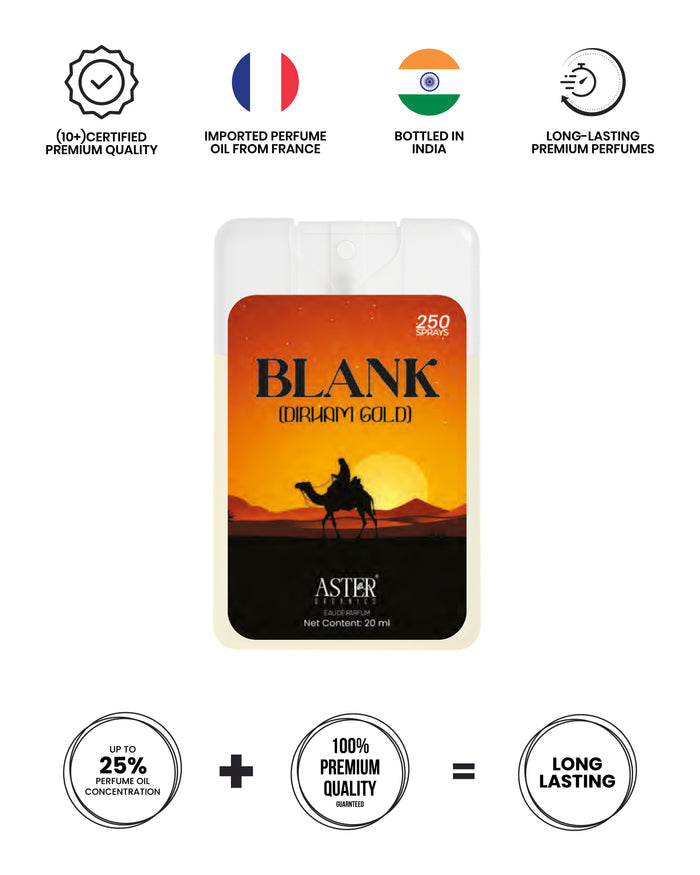 Blank Dirham Gold 20ml unisex pocket perfume bottle
