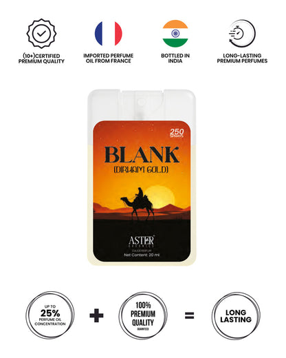 Blank Dirham Gold 20ml unisex pocket perfume bottle