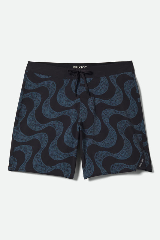 Men's Blitz Boardshort 19" in the color Black/Future Grey Warped Tile - Front Product View