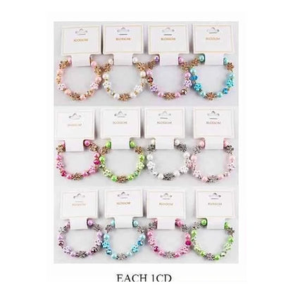 Blooming Petals Kids' Beaded Charm Bracelet – Floral Fashion Jewelry (IBR-3895)