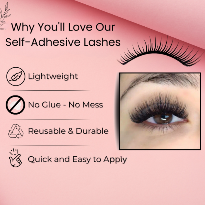 BOBI Self Adhesive Eyelashes SA02 Doll Eye – Soft Center Volume | Wide-Eyed Effect | Youthful Lift | No Glue Needed | Reusable | Lightweight Design