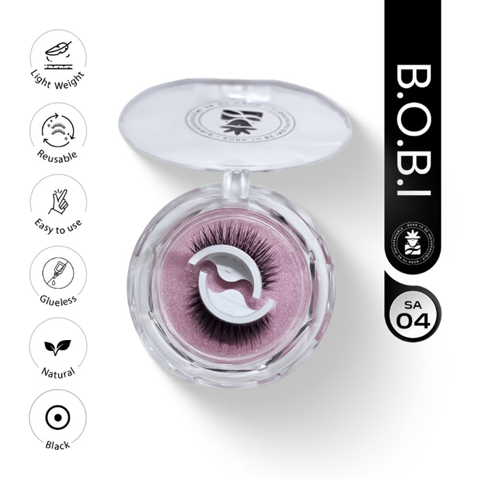 BOBI Self Adhesive Eyelashes SA04 Open Eye – Tapered Center Lift | Wide & Open-Eyed Look | Reusable | No Glue | Lightweight Wear