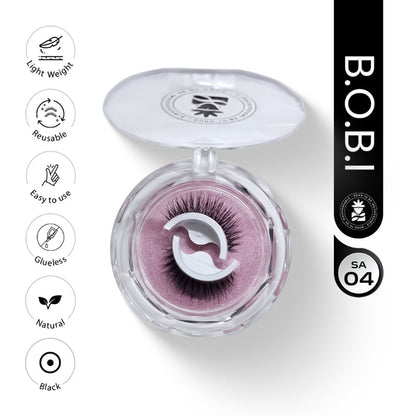 BOBI Self Adhesive Eyelashes SA04 Open Eye – Tapered Center Lift | Wide & Open-Eyed Look | Reusable | No Glue | Lightweight Wear
