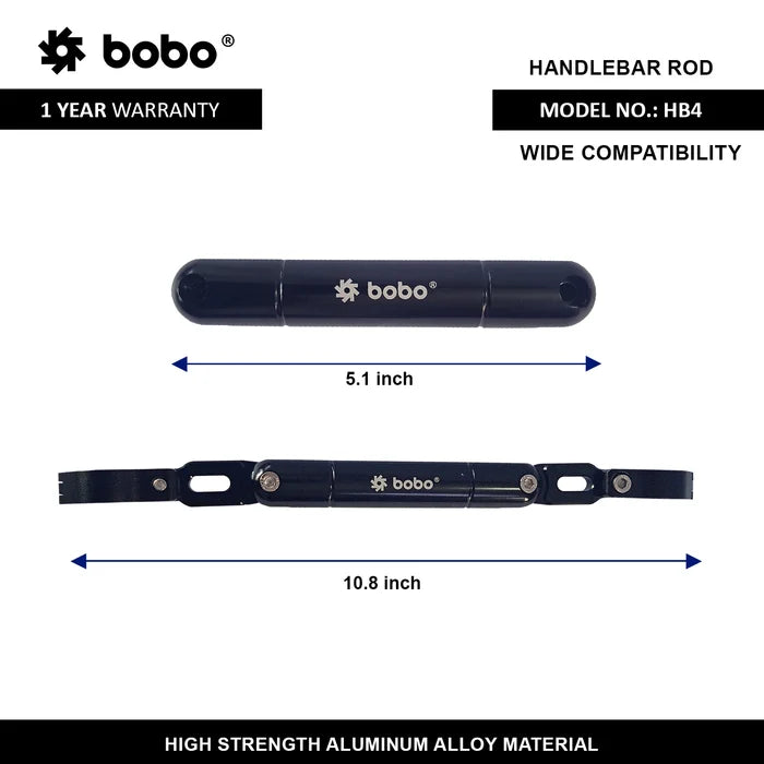 BOBO Aluminum Alloy Handlebar Extension Bar Adjustable from 5.1 to 10.8 Inches
Adjustable motorcycle accessory bar displayed in retracted and expanded positions