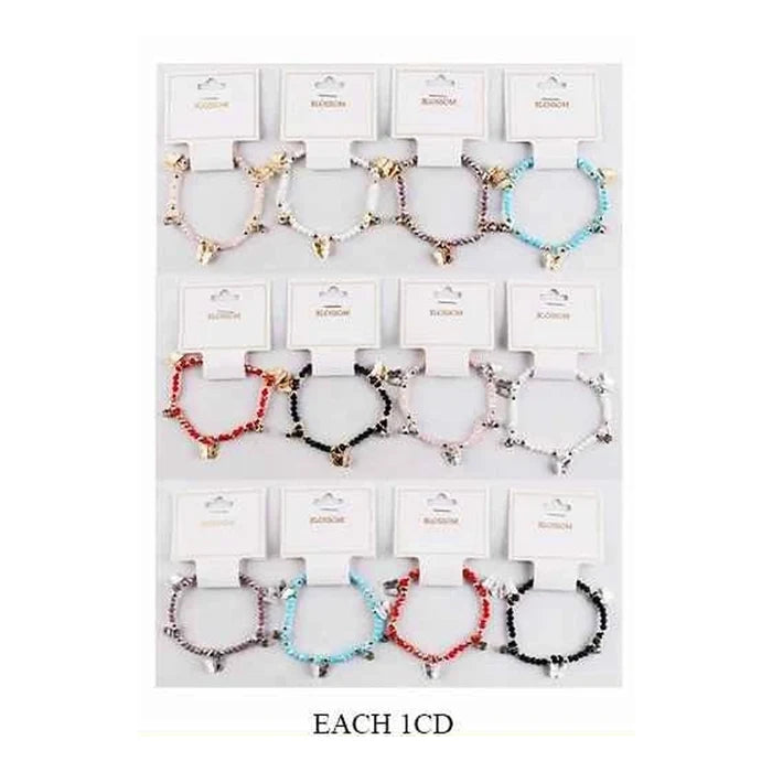 Boho Butterfly Beaded Charm Bracelet – Sparkling Crystal Accents (IBR-3901)
