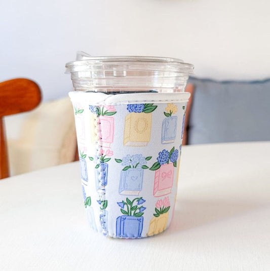 Books & Hydrangeas Reusable Coffee Sleeve