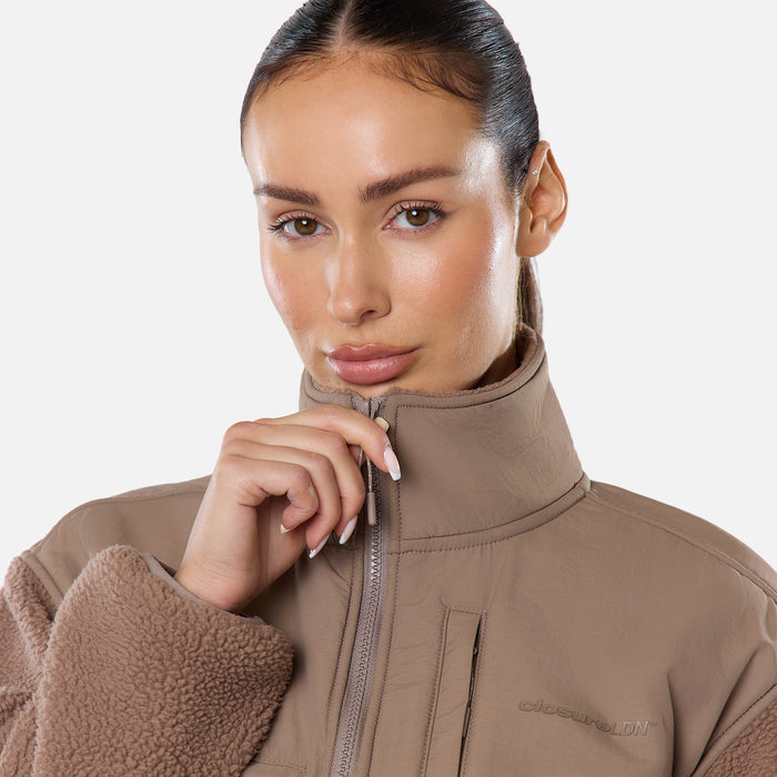 Borg Fleece Tech Jacket | Mocha