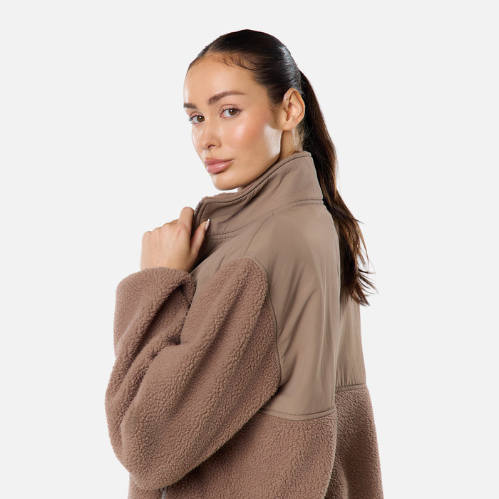 Borg Fleece Tech Jacket | Mocha