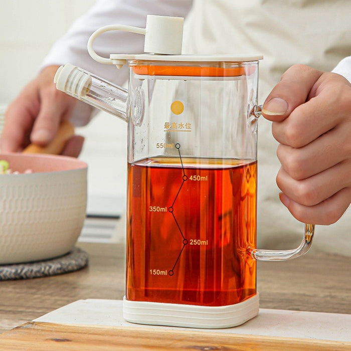 Borosilicate Glass Oil Dispenser with Lid | Oil Fancy Jug